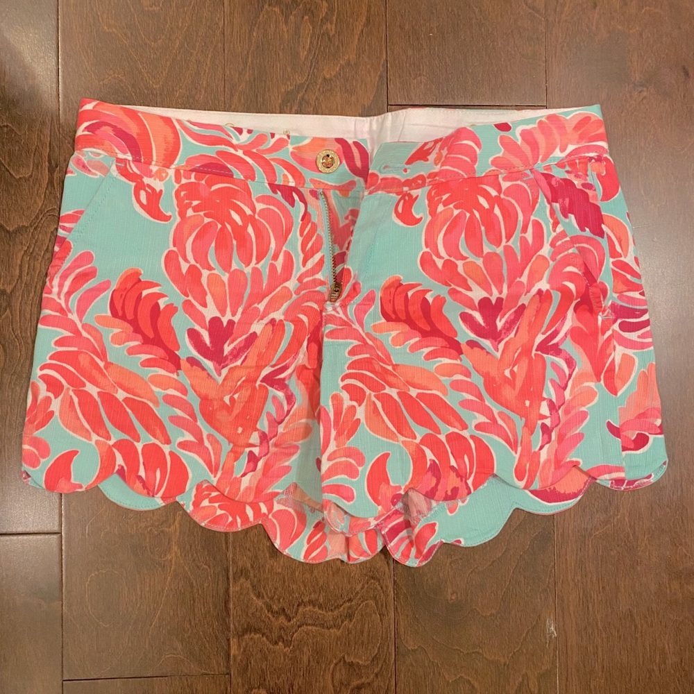 Lilly Pulitzer pink and turquoise print shorts